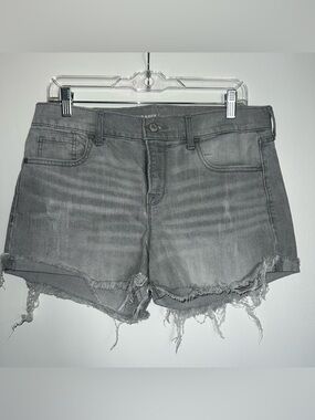 Old Navy Gray Wash Boyfriend Shorts with Frayed Hem